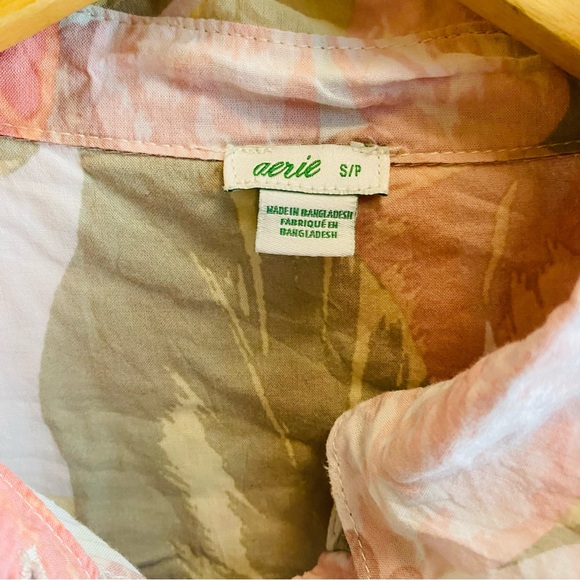 Aerie Button Down Short Sleeve Oversized Floral Resort Top Shirt Size S/P - Picture 4 of 6